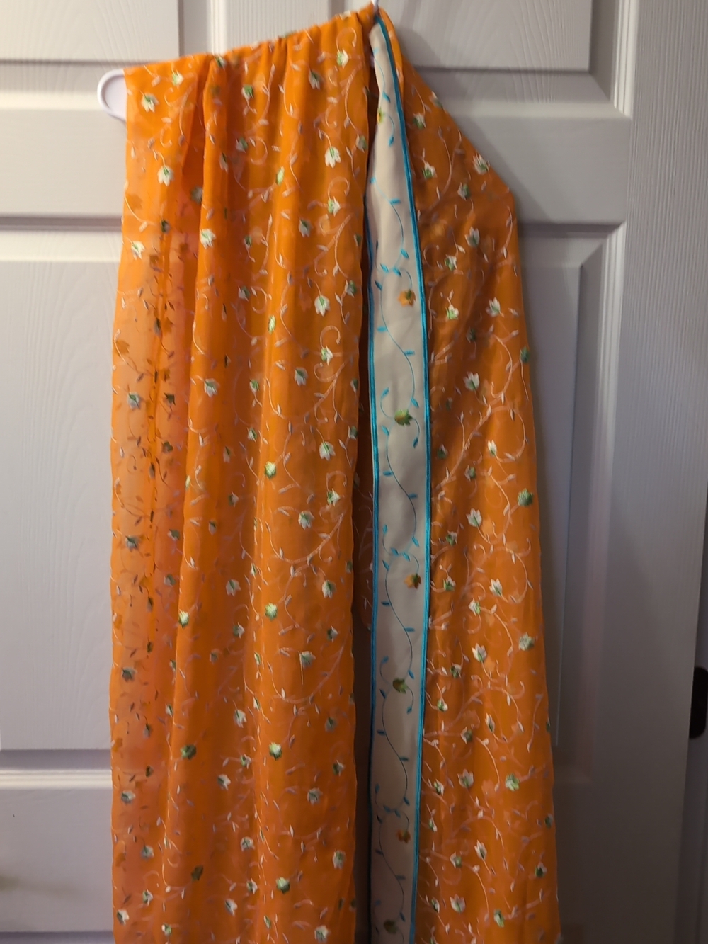 Orange Floral Lightweight Scarf & Wrap